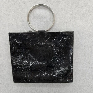 Nina Black Sequin Wristlet Clutch